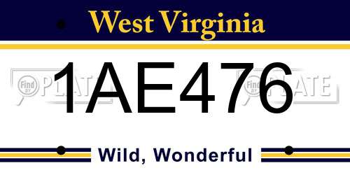 1AE476 West Virginia License Plate