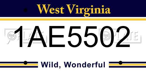1AE5502 West Virginia License Plate