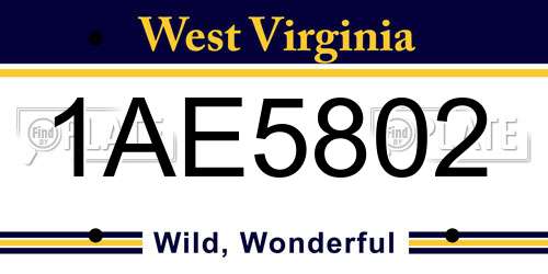 1AE5802 West Virginia License Plate
