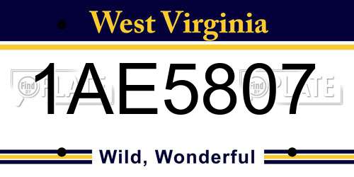 1AE5807 West Virginia License Plate