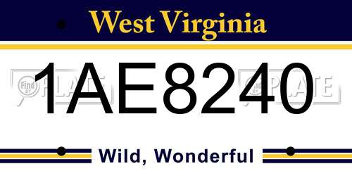 1AE8240 West Virginia License Plate