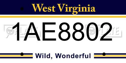 1AE8802 West Virginia License Plate