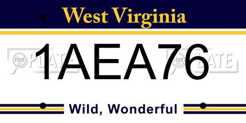 1AEA76 West Virginia License Plate