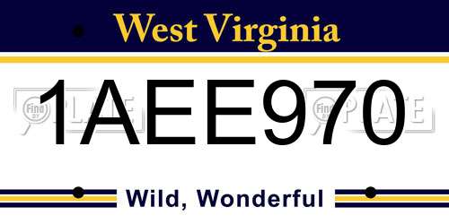 1AEE970 West Virginia License Plate