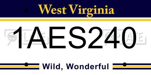 1AES240 West Virginia License Plate