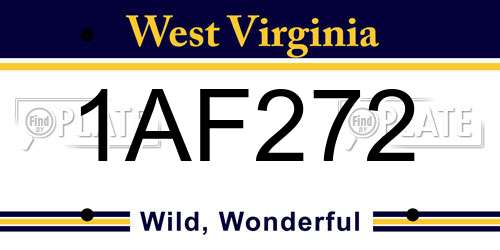 1AF272 West Virginia License Plate