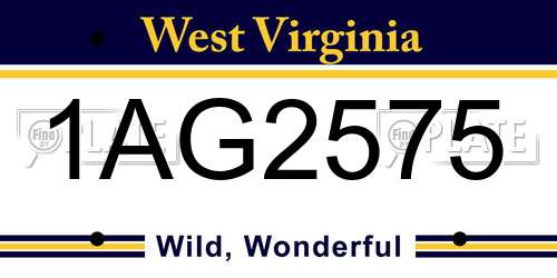 1AG2575 West Virginia License Plate