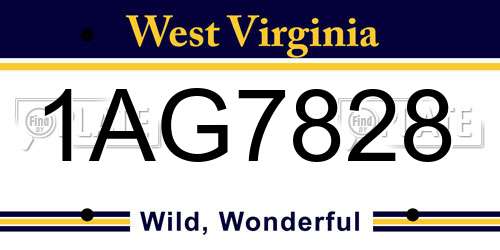 1AG7828 West Virginia License Plate