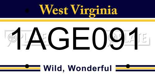 1AGE091 West Virginia License Plate