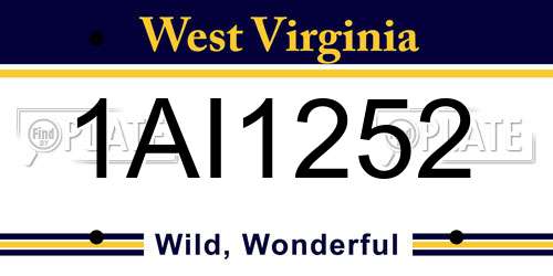 1AI1252 West Virginia License Plate
