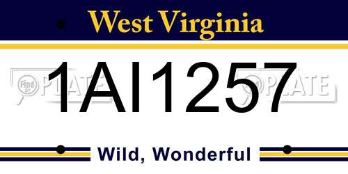 1AI1257 West Virginia License Plate