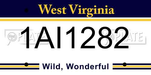 1AI1282 West Virginia License Plate