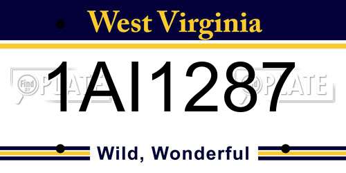 1AI1287 West Virginia License Plate