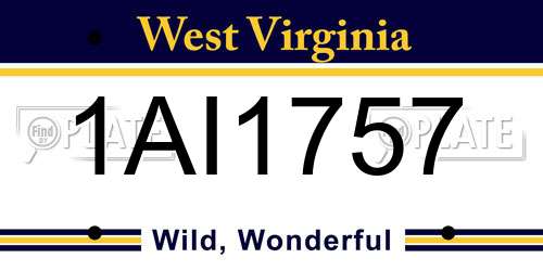 1AI1757 West Virginia License Plate