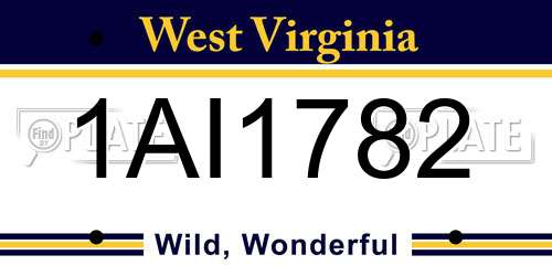 1AI1782 West Virginia License Plate