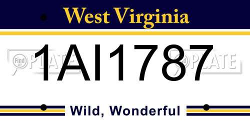 1AI1787 West Virginia License Plate
