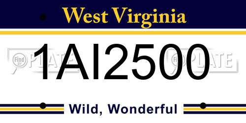 1AI2500 West Virginia License Plate