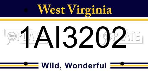 1AI3202 West Virginia License Plate