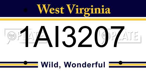 1AI3207 West Virginia License Plate