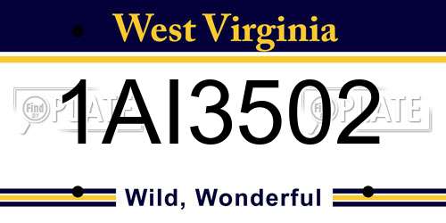 1AI3502 West Virginia License Plate