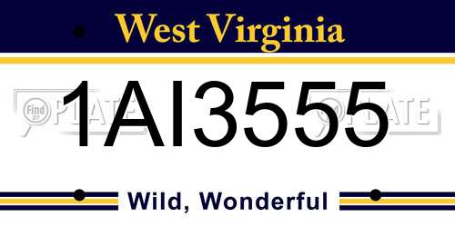 1AI3555 West Virginia License Plate