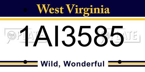 1AI3585 West Virginia License Plate