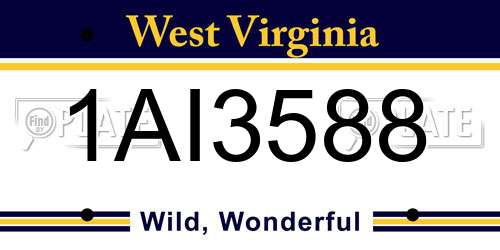 1AI3588 West Virginia License Plate