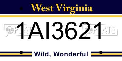 1AI3621 West Virginia License Plate