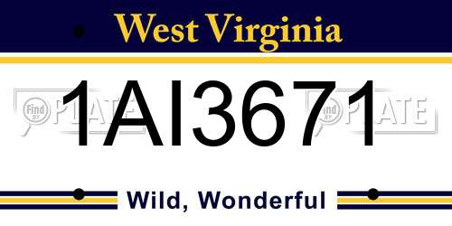 1AI3671 West Virginia License Plate