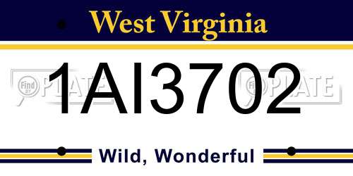 1AI3702 West Virginia License Plate