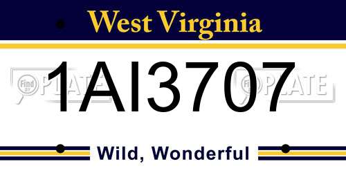 1AI3707 West Virginia License Plate