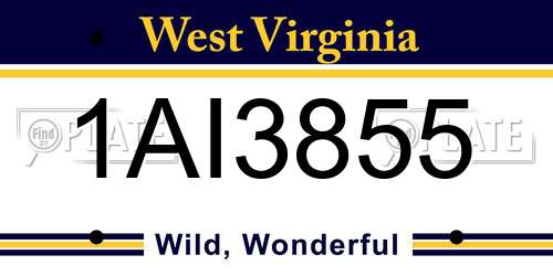 1AI3855 West Virginia License Plate