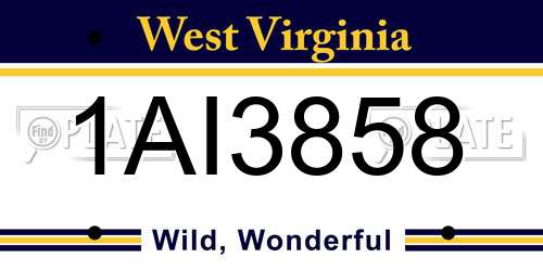 1AI3858 West Virginia License Plate