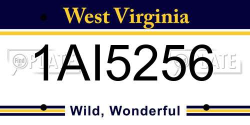 1AI5256 West Virginia License Plate