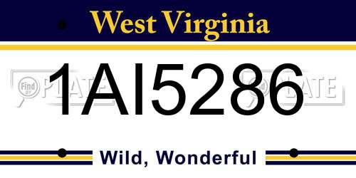 1AI5286 West Virginia License Plate