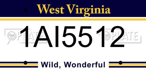 1AI5512 West Virginia License Plate