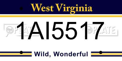 1AI5517 West Virginia License Plate