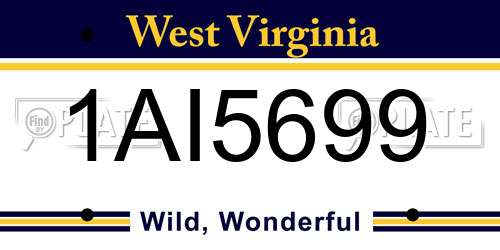1AI5699 West Virginia License Plate