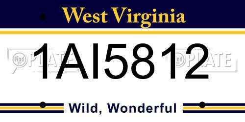 1AI5812 West Virginia License Plate
