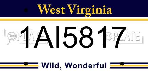 1AI5817 West Virginia License Plate