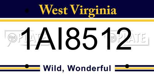 1AI8512 West Virginia License Plate