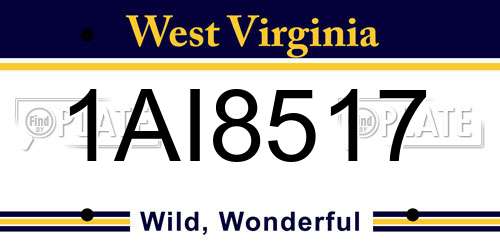 1AI8517 West Virginia License Plate