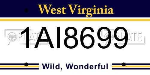 1AI8699 West Virginia License Plate