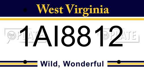 1AI8812 West Virginia License Plate