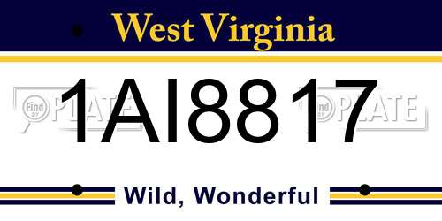 1AI8817 West Virginia License Plate
