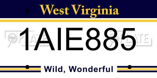 1AIE885 West Virginia License Plate