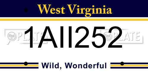 1AII252 West Virginia License Plate