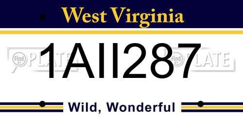 1AII287 West Virginia License Plate