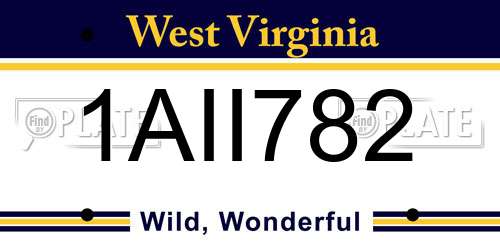 1AII782 West Virginia License Plate