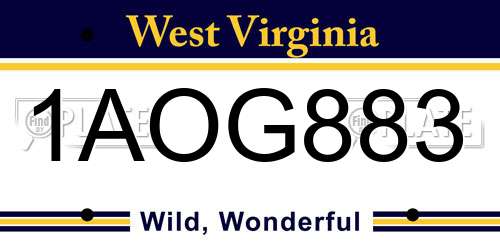 1AOG883 West Virginia License Plate